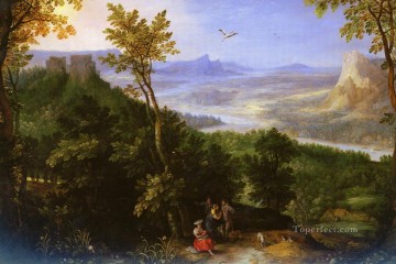 Plain Scenes Painting - An Extensive Landscape With Figures Flemish Jan Brueghel the Elder